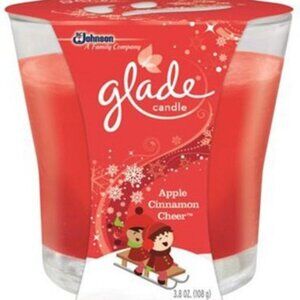 Glade Apple Cinnamon Cheer Scented 2 Candles 3.8 Oz Glass Votive Jar Holiday NEW